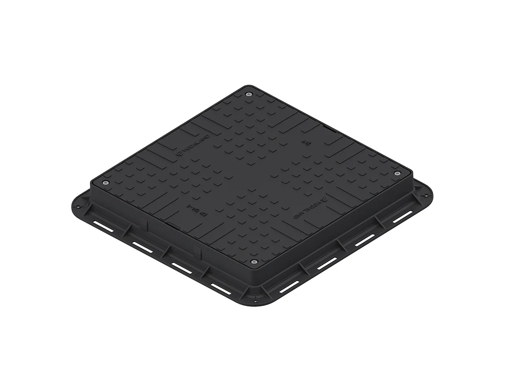 Capac plastic p/u gradina negru patrat cu lacata 700x700x80 A15